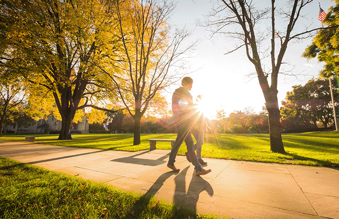 Students walking