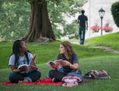 students talking